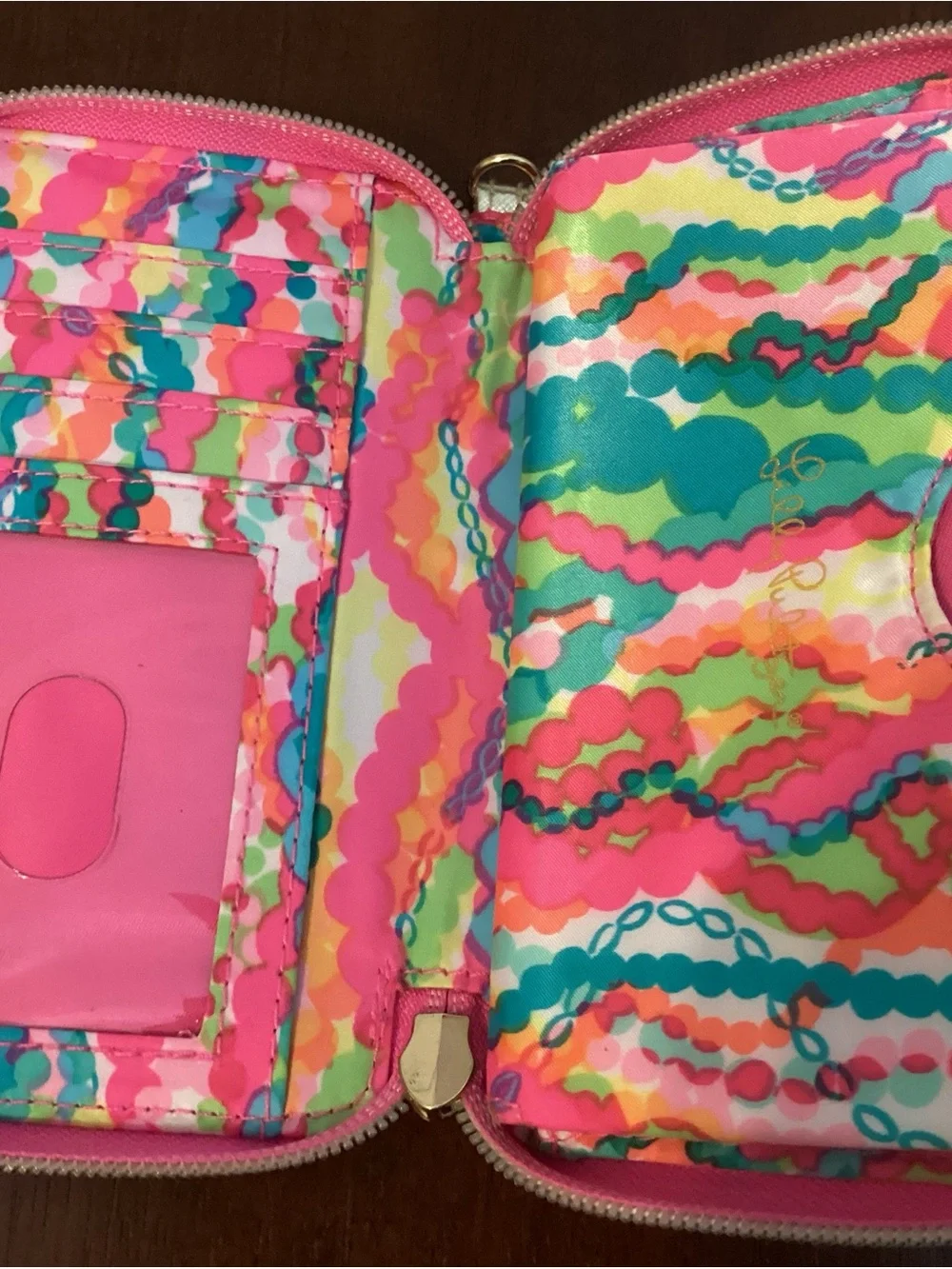 2 Lilly Pulitzer Neon Floral & Abstract Zip Wallet Duo in Pink & Multi